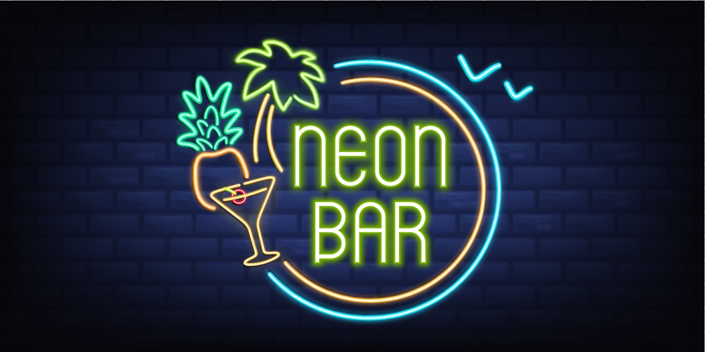 Ejemplo de fuente Neon Bar Regular